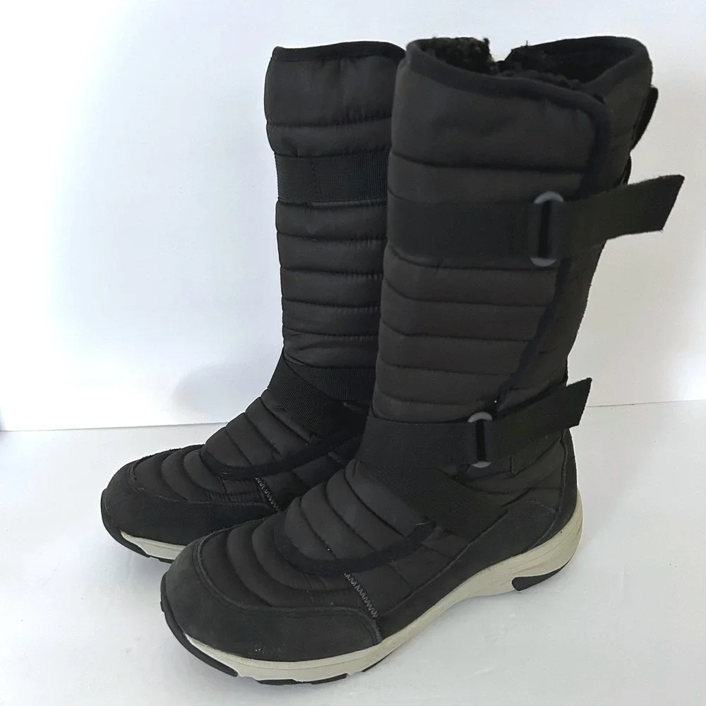 Merrell Approach Sport Tall Snow Boots Women 8 WP Black Insulated Zip Fleece